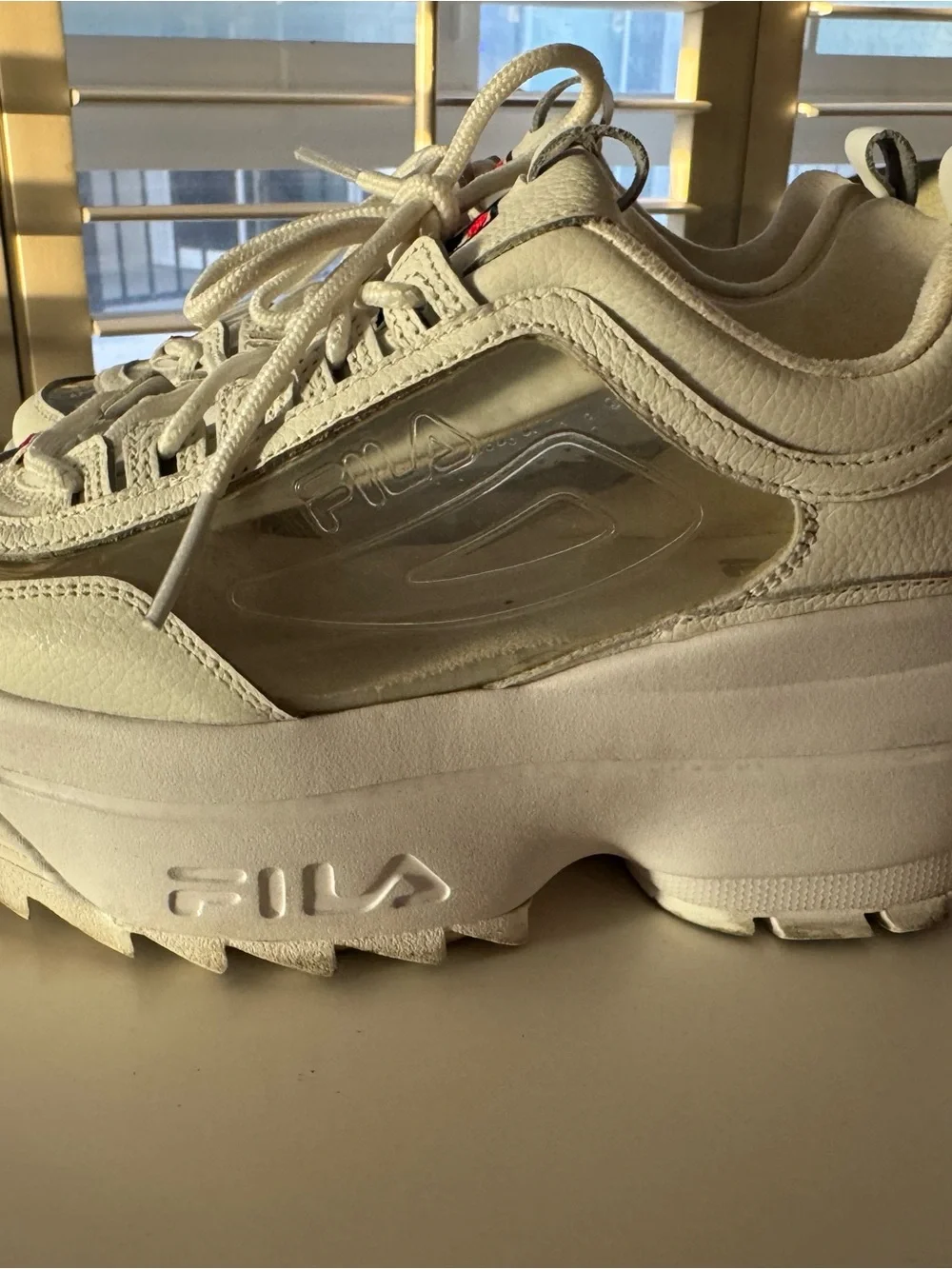 FILA White and Clear Platform Disruptor II - Barneys New York exclusive